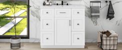 Modern White 36-Inch Freestanding Bathroom Vanity Cabinet with Resin Integrated Basin - With 4 drawers 1 Soft-Close Door, Multi-Functional Storage