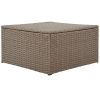 Outdoor 6-Piece Garden Furniture Set, PE Wicker Rattan Sectional Sofa Set with 2 Tea Tables, Brown Wicker+Beige Cushion