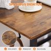 Modern Simple Style Wooden Work Office Desks with Storage,63 Inch,Brown