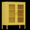 Metal Storage Cabinet with Mesh Doors, Steel Display Cabinets with Adjustable Shelves for Bathroom Home Office yellow