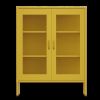 Metal Storage Cabinet with Mesh Doors, Steel Display Cabinets with Adjustable Shelves for Bathroom Home Office yellow