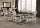 Cottage Style 1pc Extendable Dining Table Chalk Gray Tow Tone Finish Dining Room Wooden Furniture Two Self-storing Refectory Leaves Trestle Legs