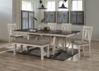 Cottage Style 1pc Extendable Dining Table Chalk Gray Tow Tone Finish Dining Room Wooden Furniture Two Self-storing Refectory Leaves Trestle Legs
