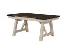 Cottage Style 1pc Extendable Dining Table Chalk Gray Tow Tone Finish Dining Room Wooden Furniture Two Self-storing Refectory Leaves Trestle Legs