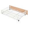 Full Over Twin & Twin Bunk Bed, Metal Triple Bunk Bed with Drawers and Guardrails, White