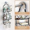 Hanging Shower Caddy Over Showerhead with Soap Holder and Hooks, 3-Shelf Bathroom Shower Organizer Storage Rack