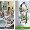 Hanging Shower Caddy Over Showerhead with Soap Holder and Hooks, 3-Shelf Bathroom Shower Organizer Storage Rack