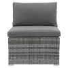 5 Pieces Outdoor Sectional Patio Rattan Sofa Set Rattan Daybed , PE Wicker Conversation Furniture Set/ Canopy and Tempered Glass Side Table, Gray