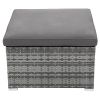 5 Pieces Outdoor Sectional Patio Rattan Sofa Set Rattan Daybed , PE Wicker Conversation Furniture Set/ Canopy and Tempered Glass Side Table, Gray
